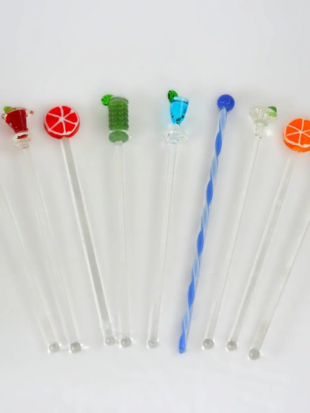 Glass Cocktail Stirrers Swizzlers Multicolor Barware